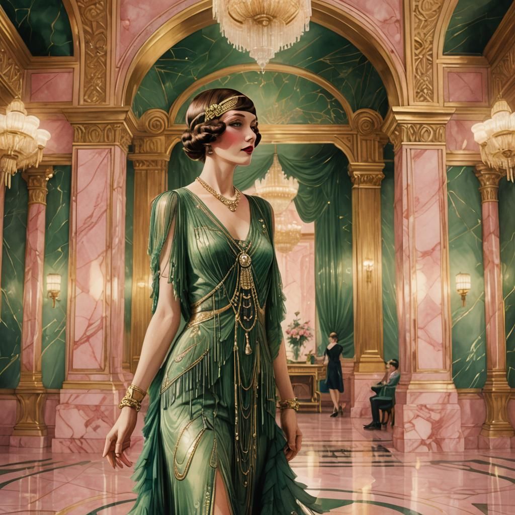 Elegant Woman in 1920s Art Deco Style