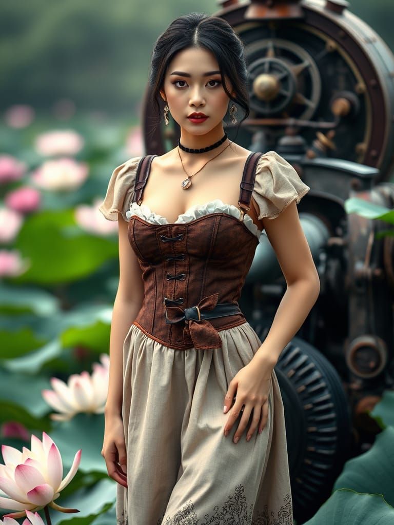 Elegant Vietnamese Beauty in Steampunk Style