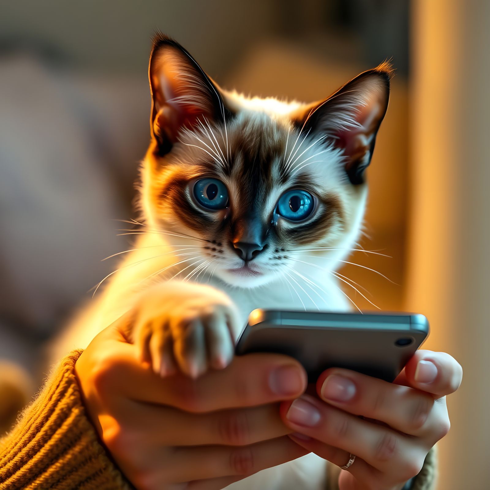 Furry Feline Intervenes During Texting Session