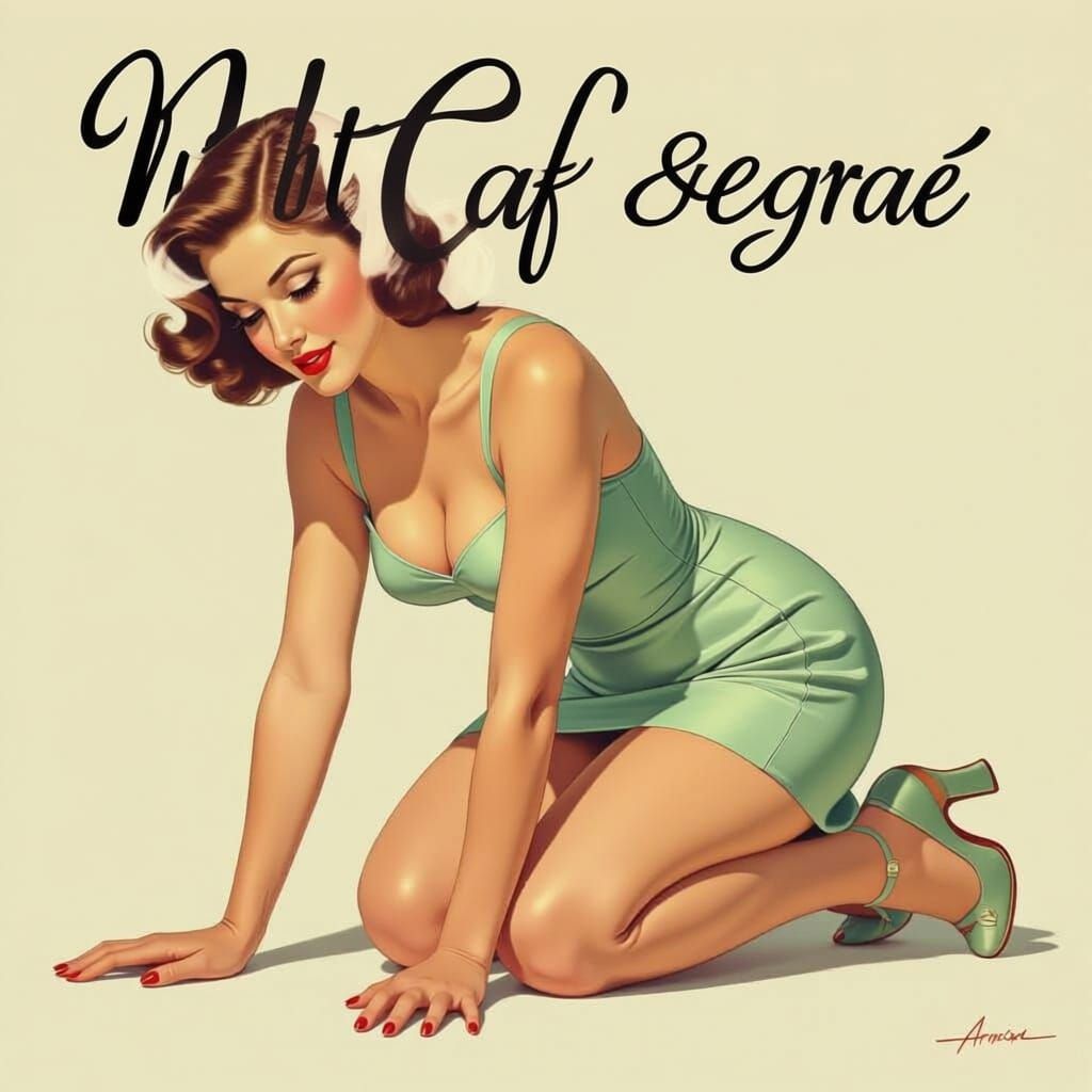 Retro Pin-Up Girl in Pastel Setting