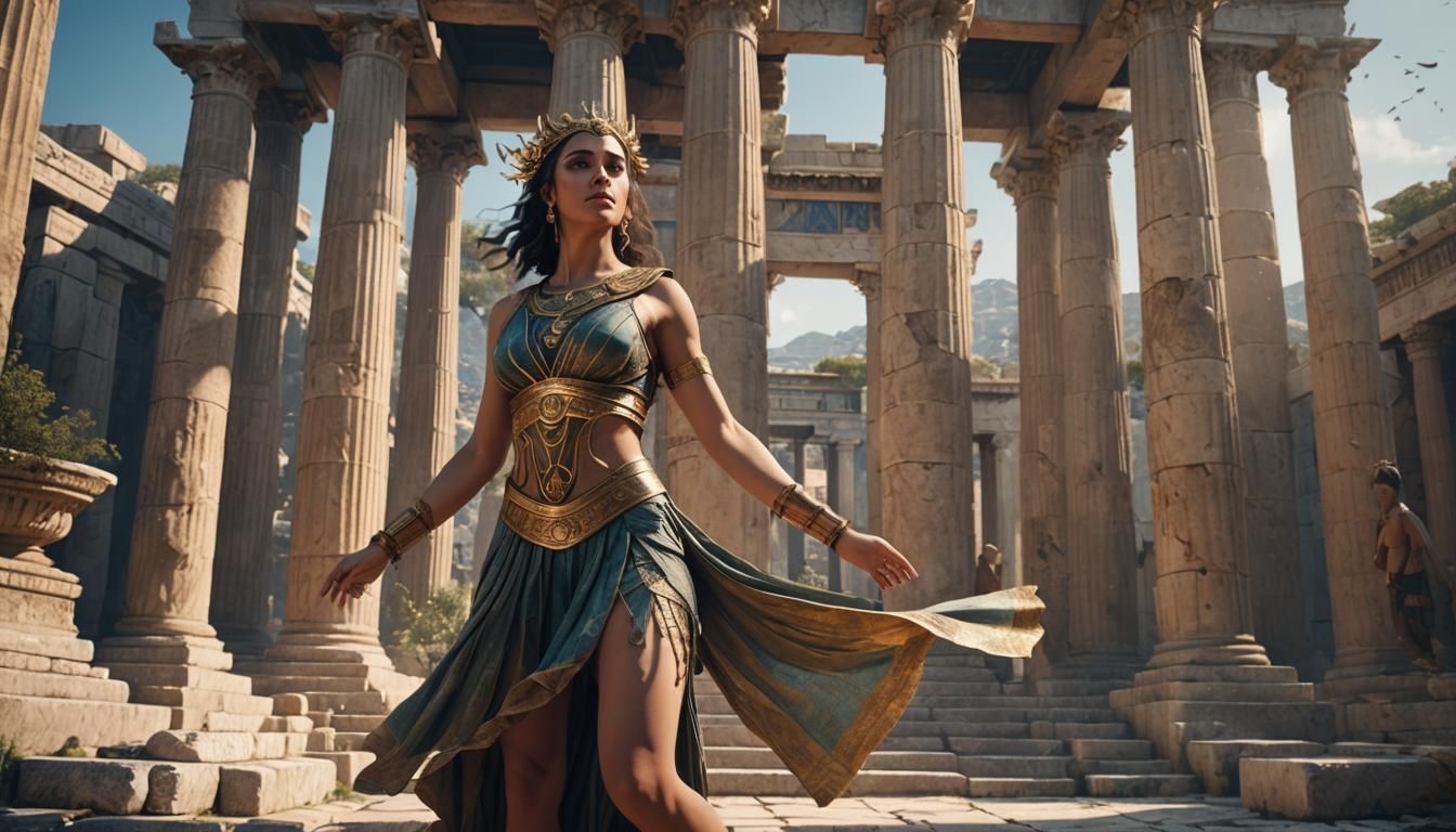 Dancer in a ancient Greek temple