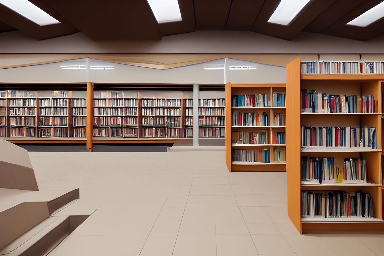 Anime Library Campus in Pastel and Neon Style