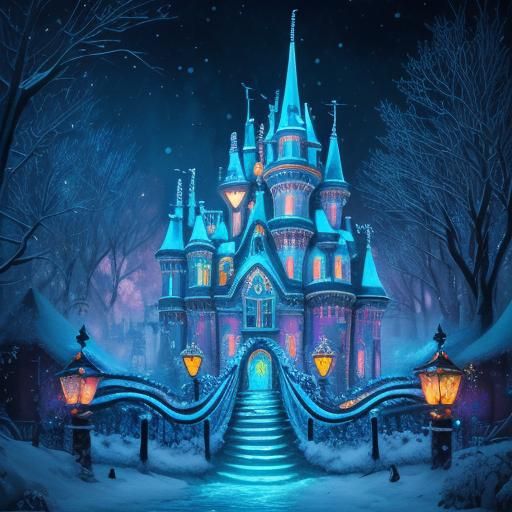 Bioluminescent Christmas Wonderland in Graffiti Art Style