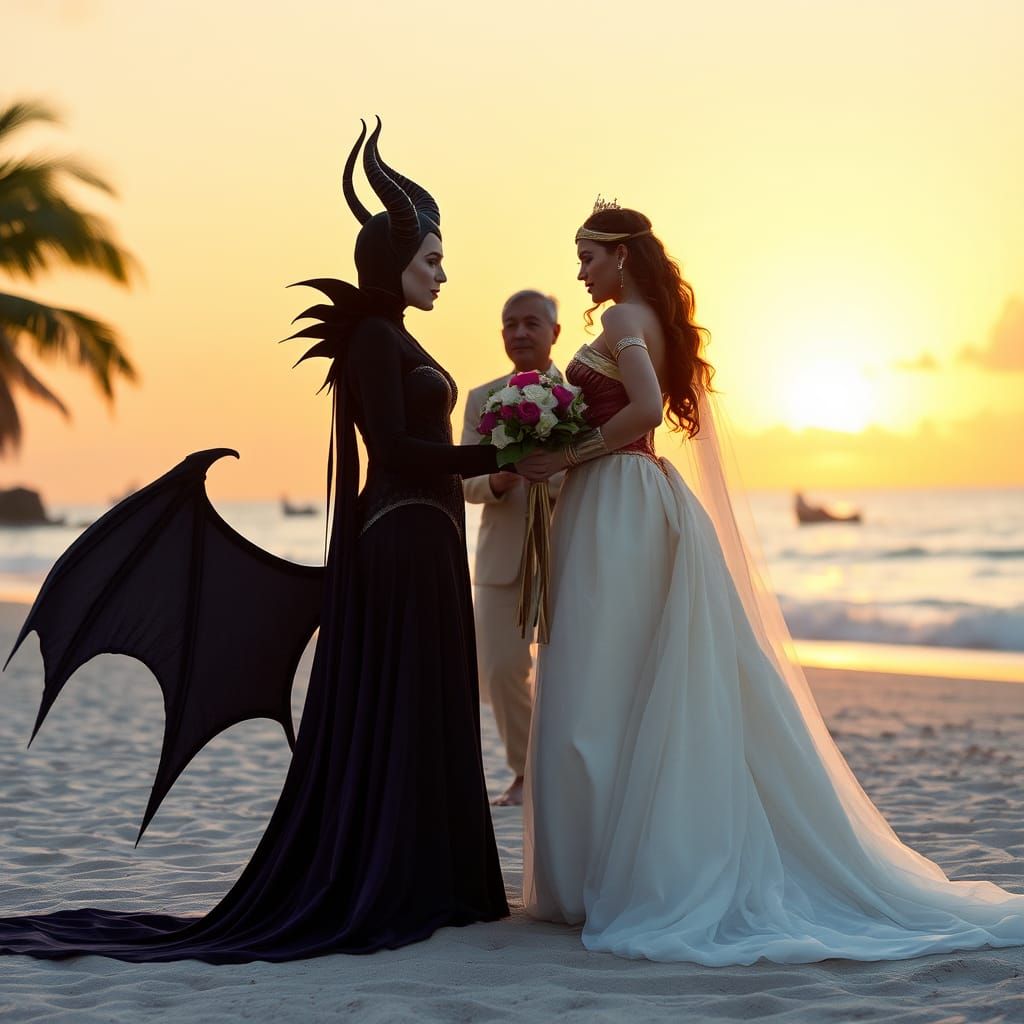 Maleficent and Wonder Woman's Beach Wedding
