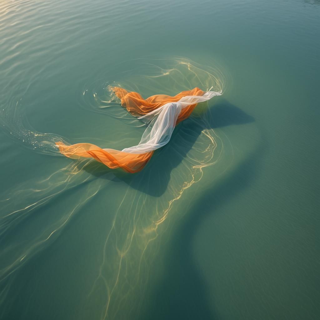 Orange Veil Shimmers Above Lake: Hyperrealistic Concept Art
