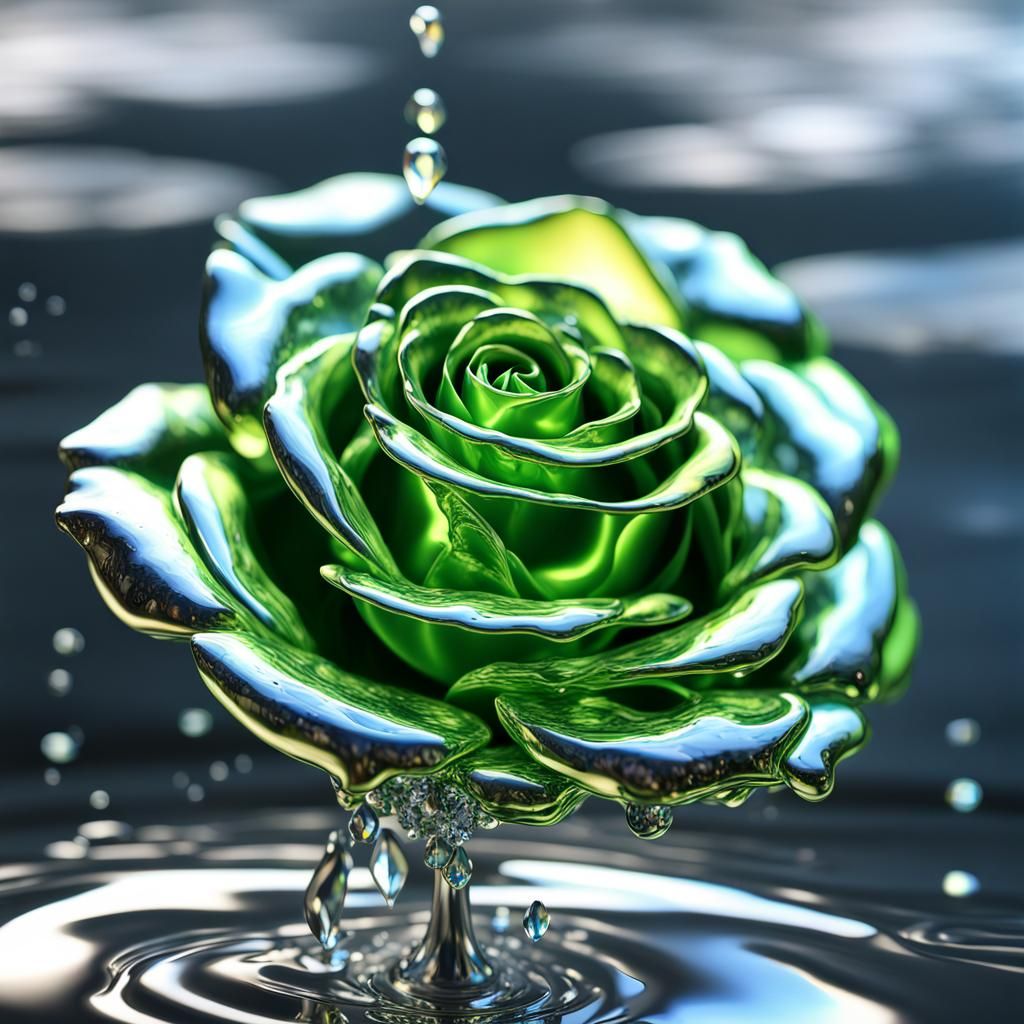 Liquid Mercury Rose with Crystal Spring in Chrome