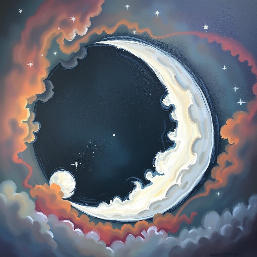 Surrealistic Oil Painting of the Moon God Chandra