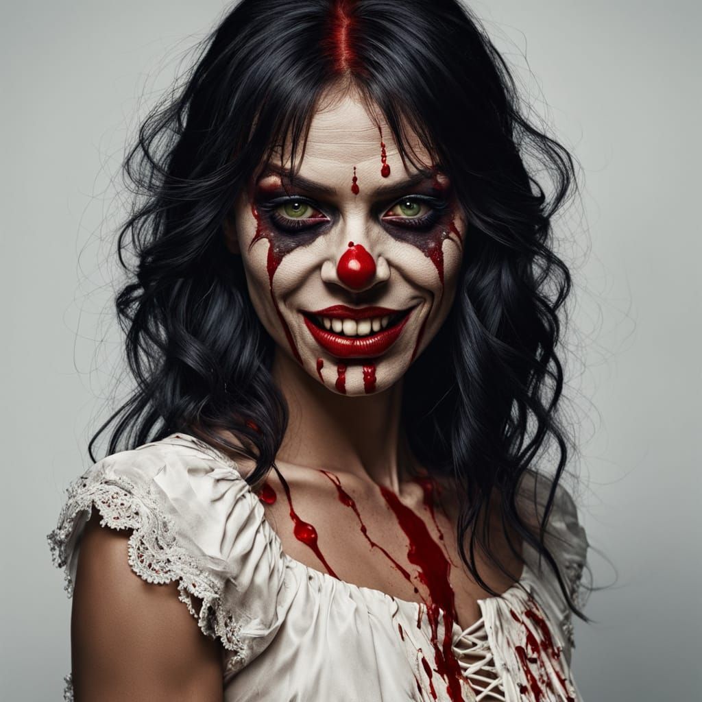Hyper-Realistic Zombie Monkey Monster Clown Portrait in High...