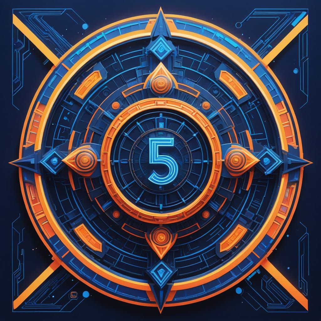 Vibrant Numeral 5 in Futuristic Style