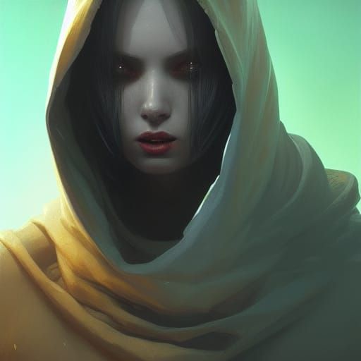 Hooded Alien Portrait in Hyperdetailed Style