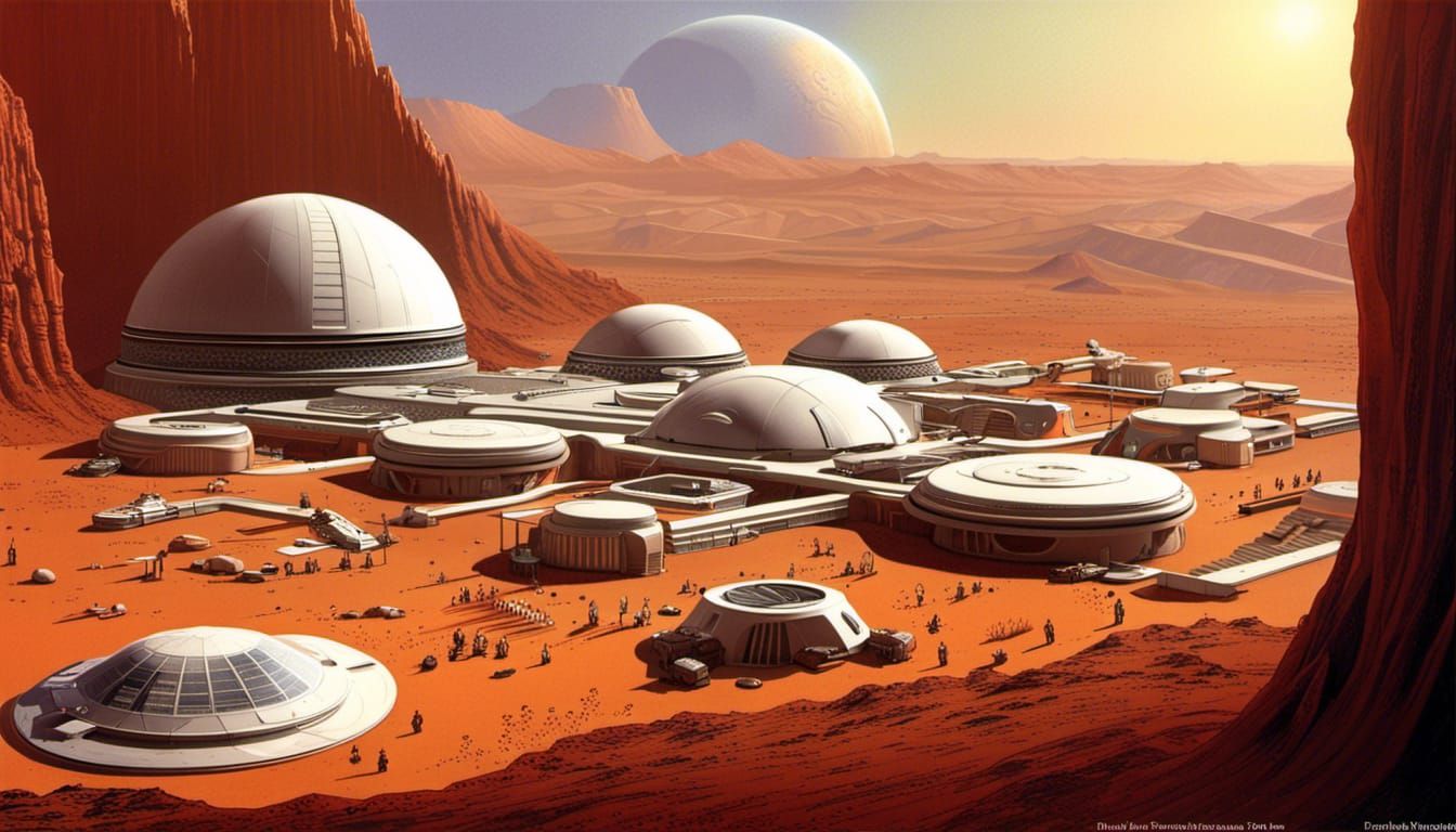 Futuristic Mars Colony: Hyperdetailed Human Settlement
