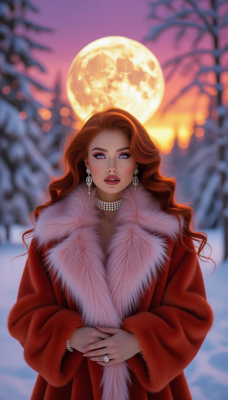Elegant Woman in Fur Coat: Surreal Fashion Photography
