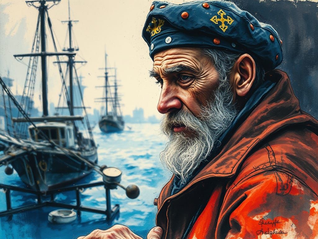 Old Sailorman in Dramatic Chiaroscuro Style