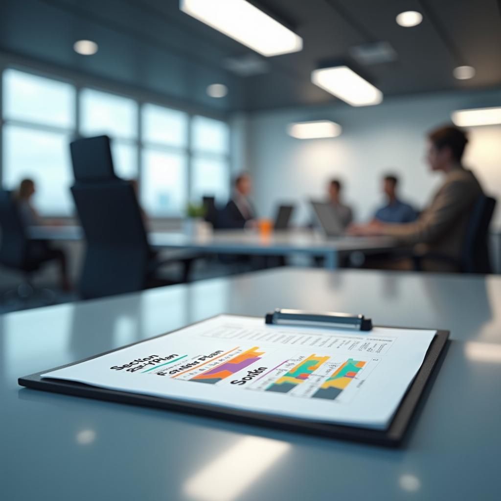 Modern Office Scene with Section 125 Plan in 8K