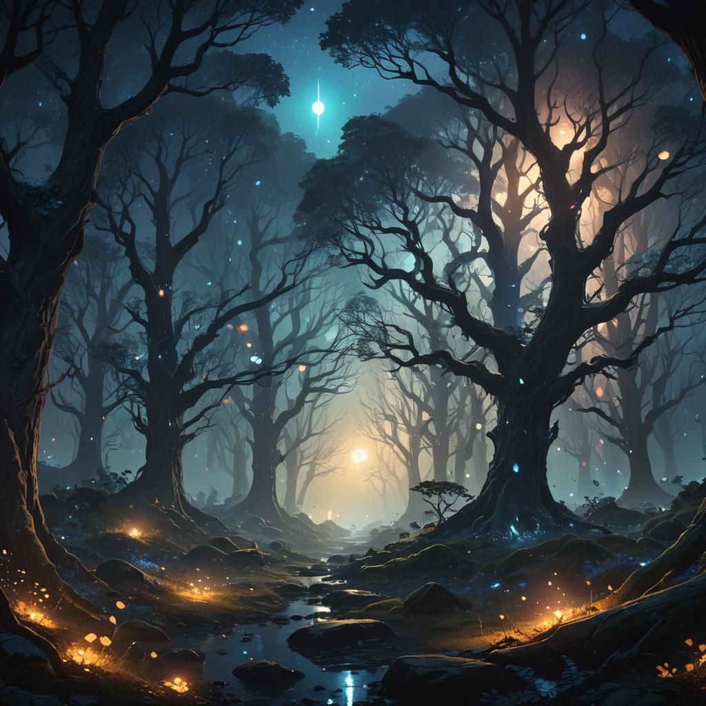 Mystical Diamond Forest: Fantasy Concept Art
