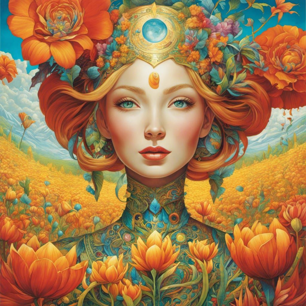 Happy Girl in Visionary Art Style