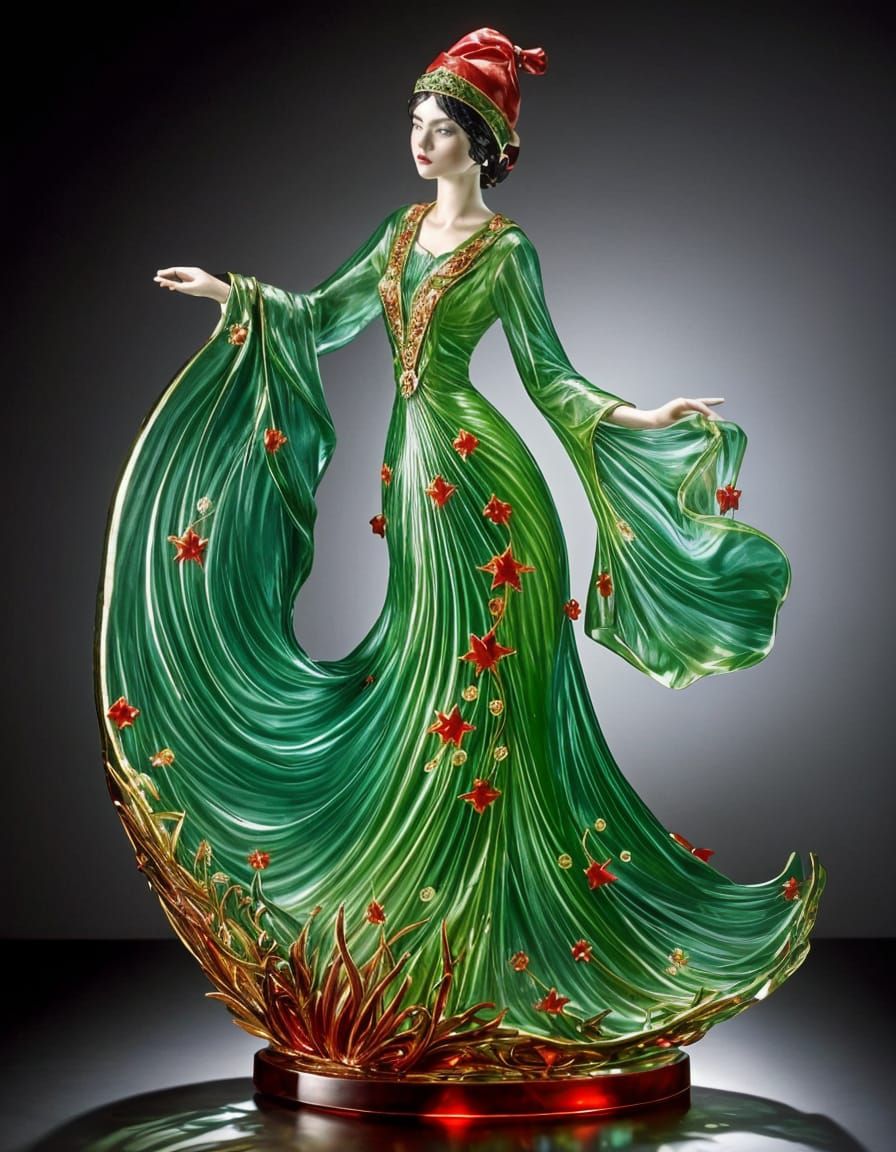 Palestinian Woman Glass Sculpture in Venetian Style