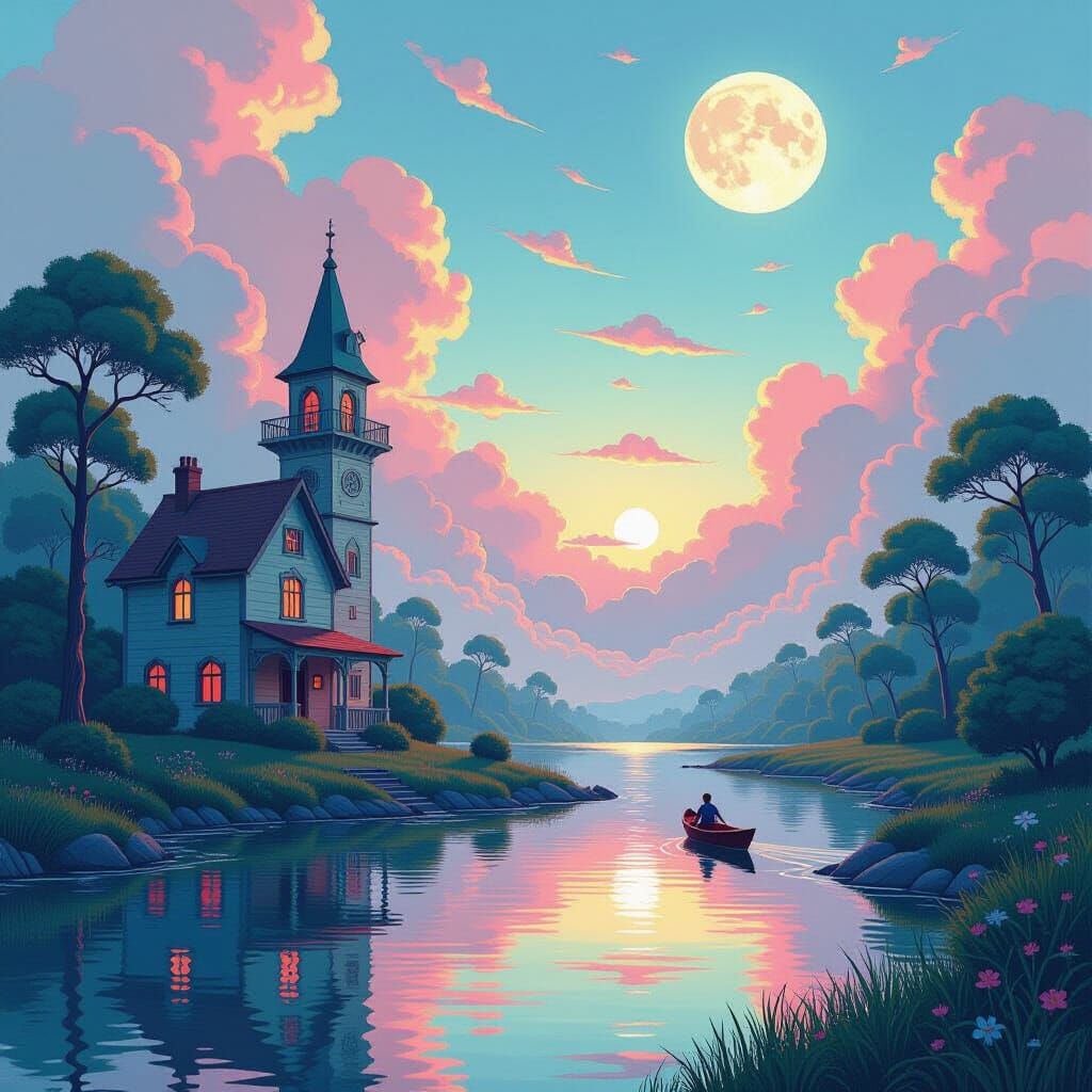 Dreamlike Scene Inspired by Surreal Digital Art