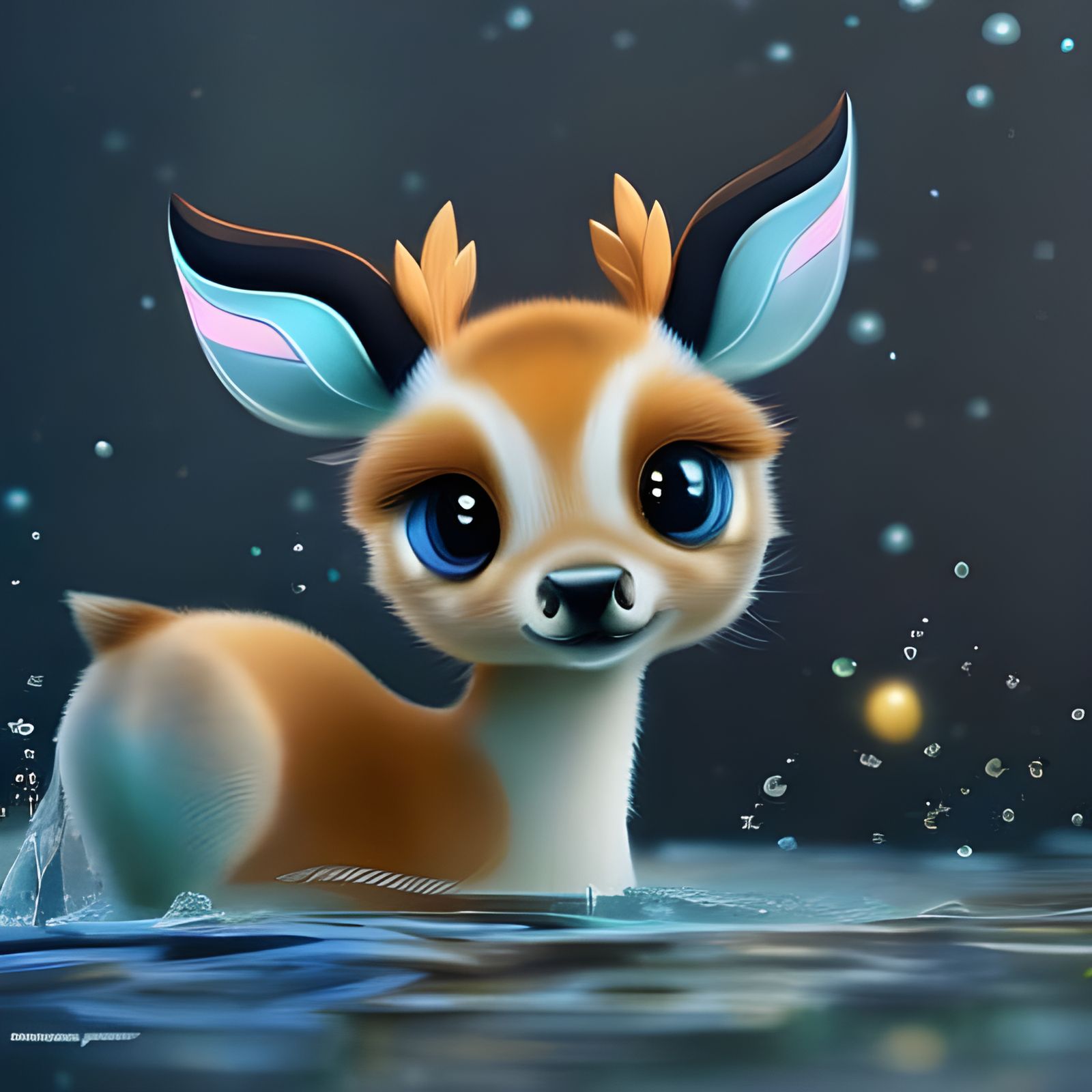 Adorable Water Deer Fawn: Kawaii Anime Style