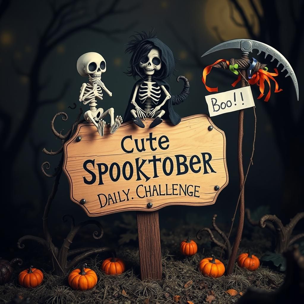 Cute Gothic Skeletons Celebrate Halloween