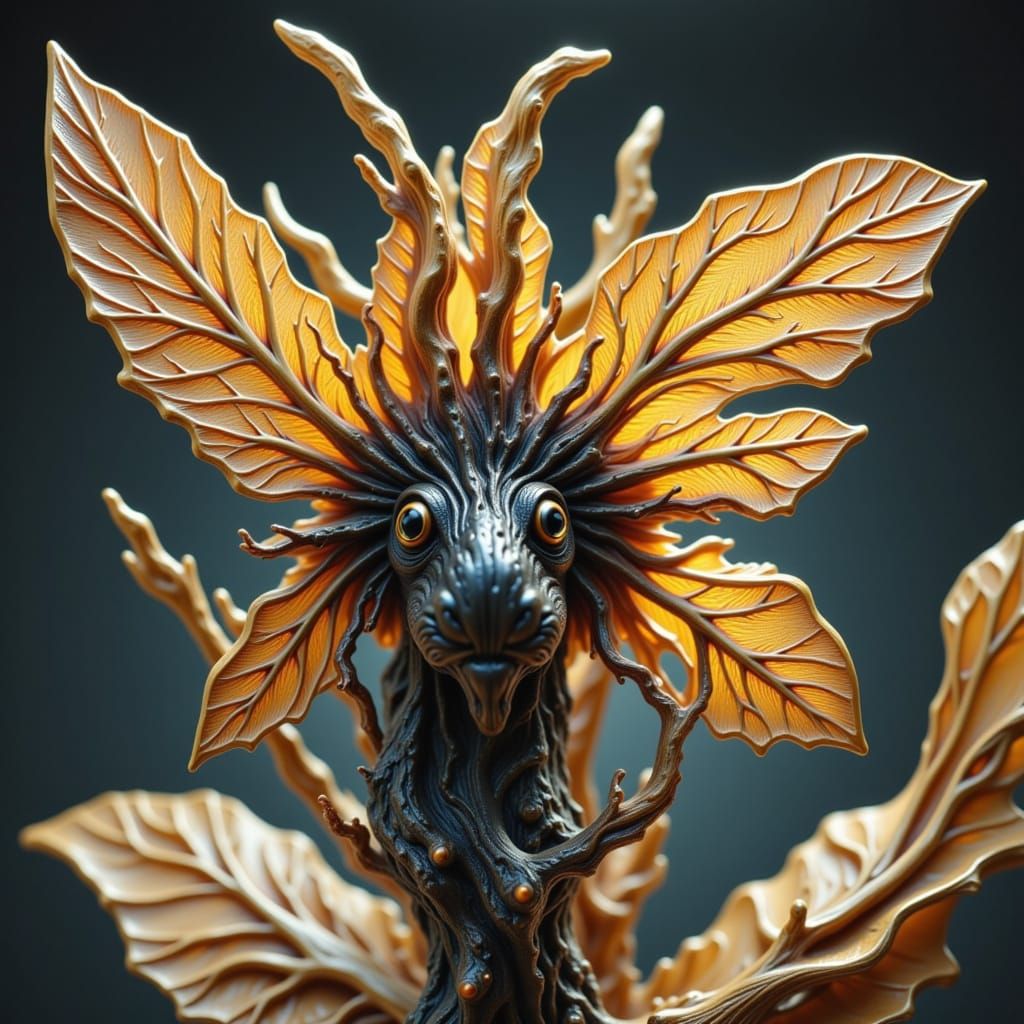 Intricate Wood Sculpture with Organic Grain