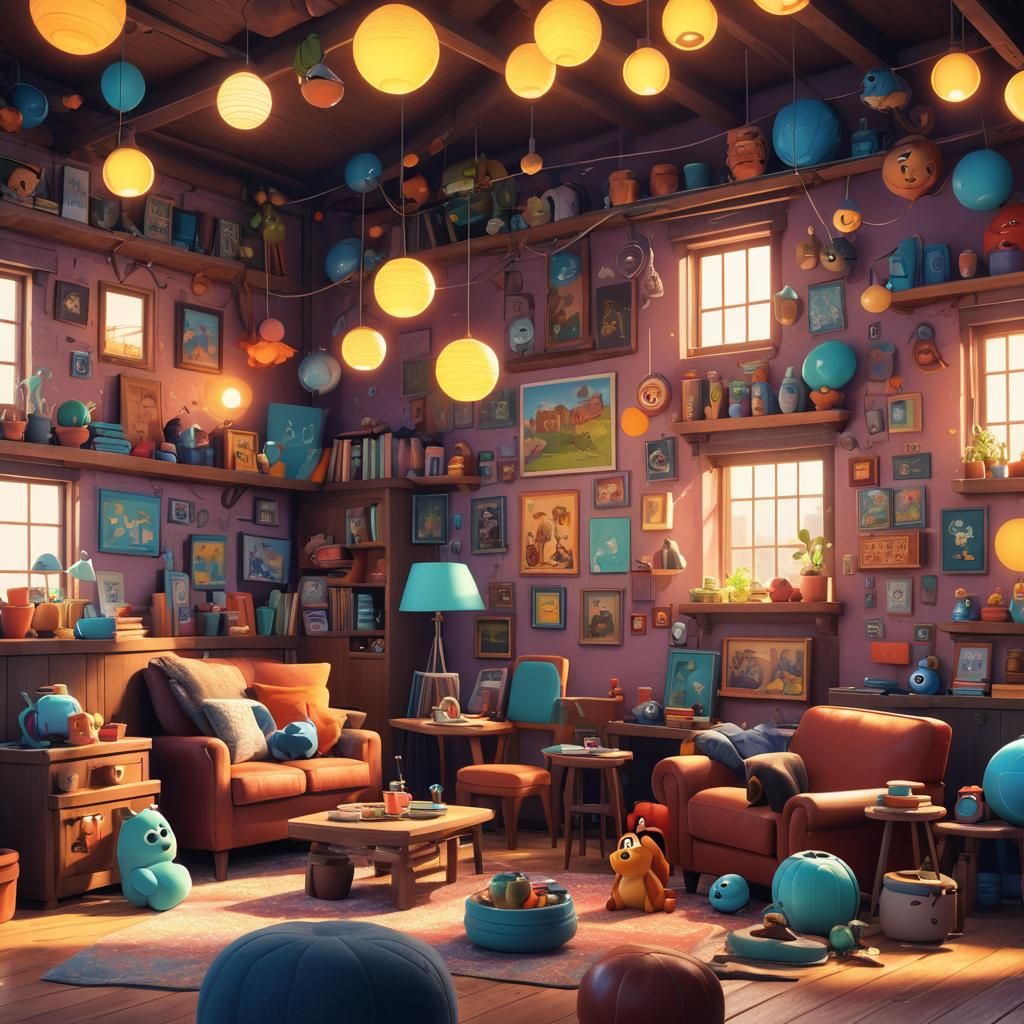 Cozy 3D Scene in Pixar Style