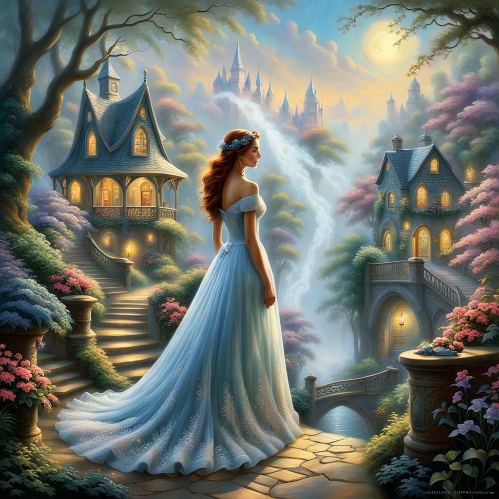 Ethereal Girl in a Mysterious Fantasy World