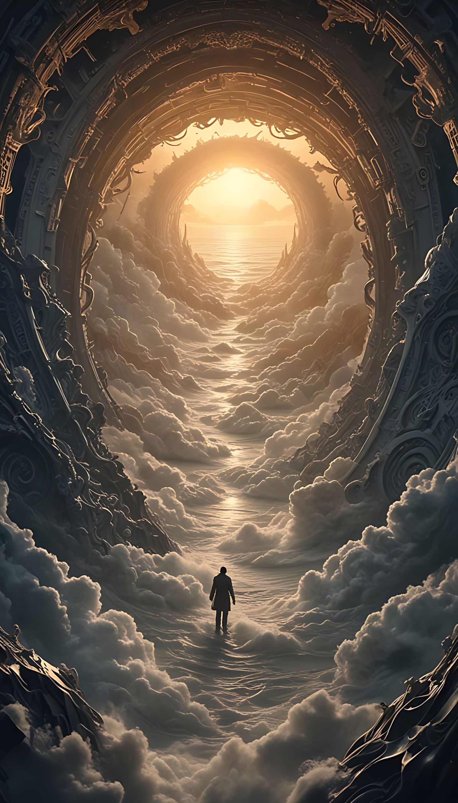 Cosmic Gateway in Turbulent Storm Clouds