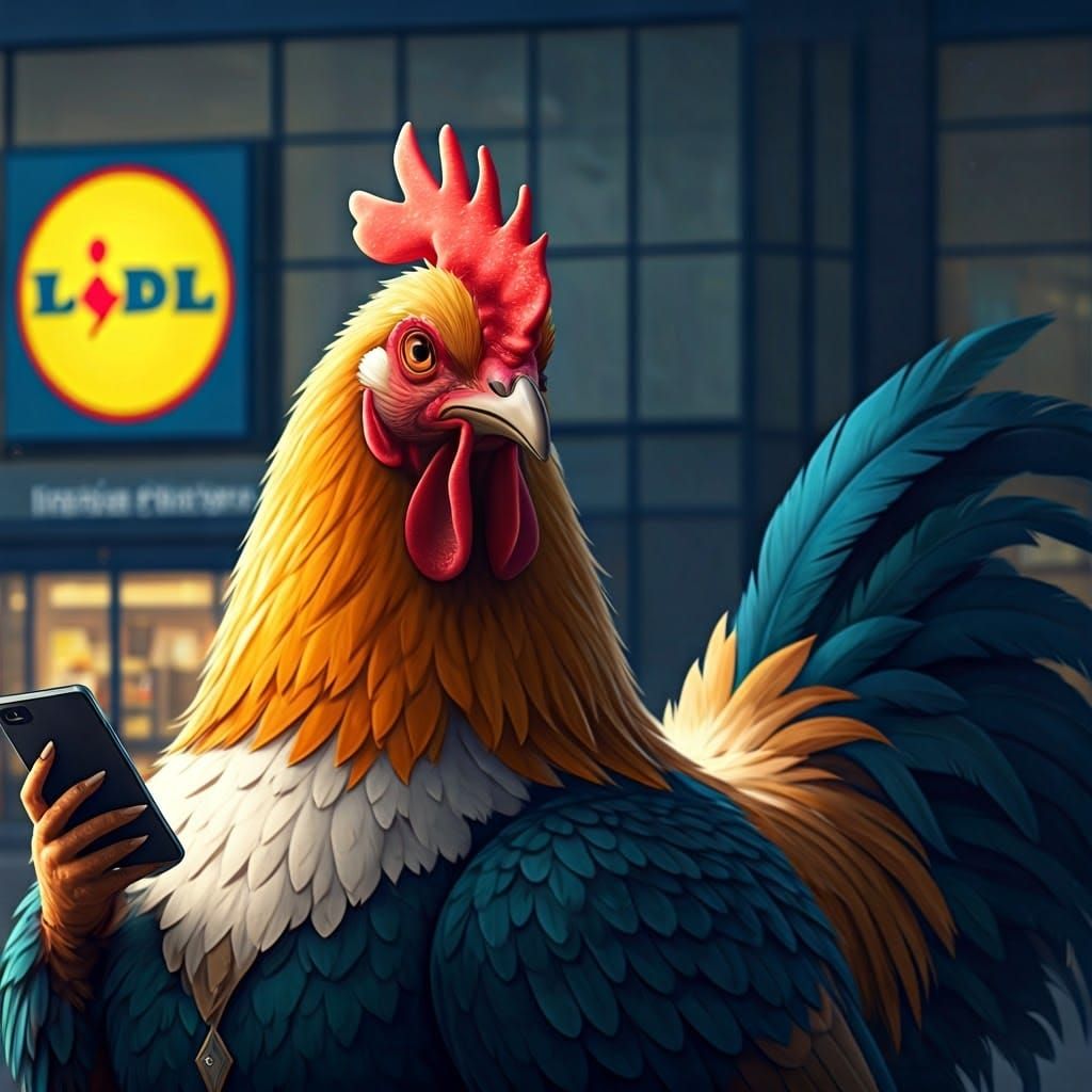 Epic Chicken Scans Lidl App in Stunning Anime Style