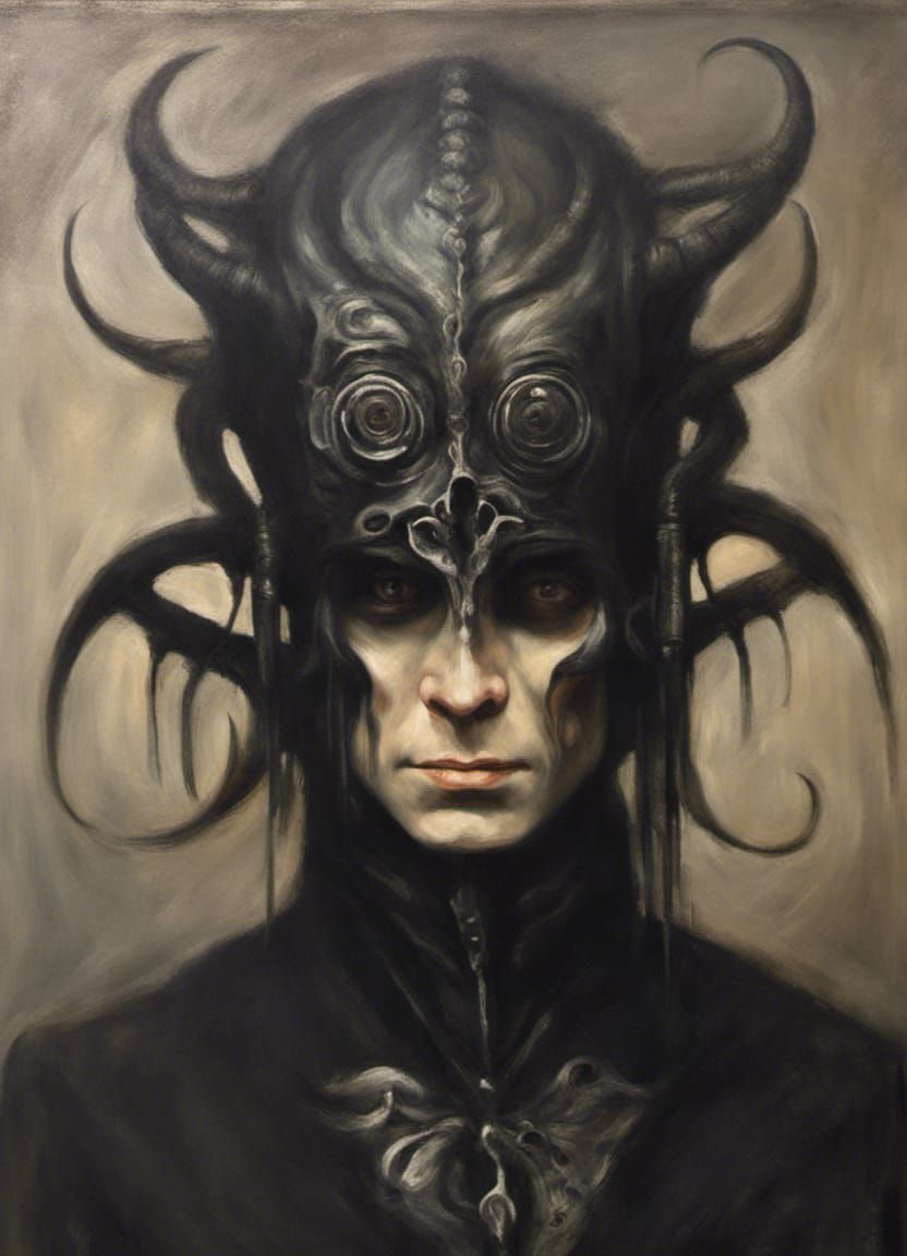 Dark Surrealist Portrait in Oil Painting Style