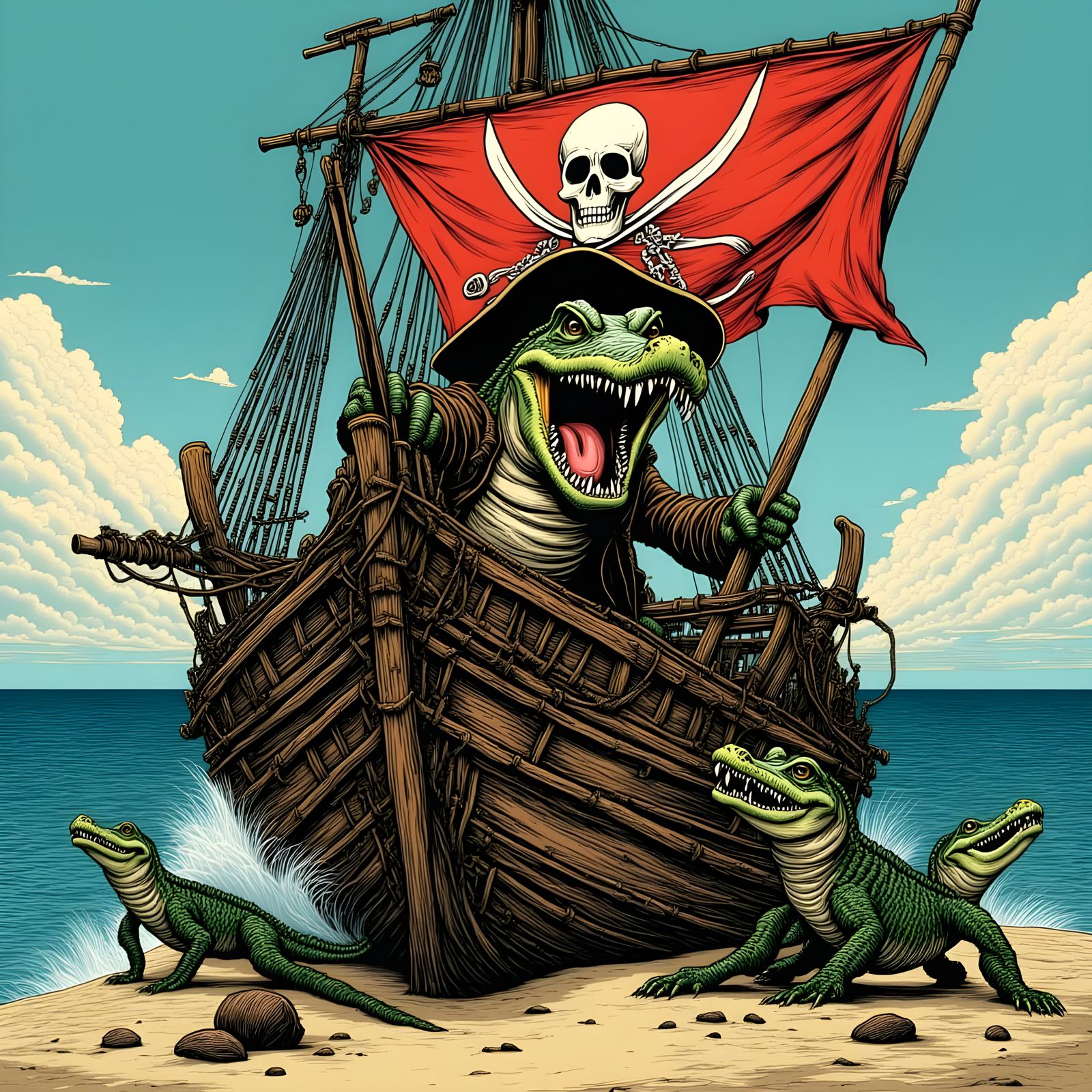 Pirate Alligators Land on Florida Beach