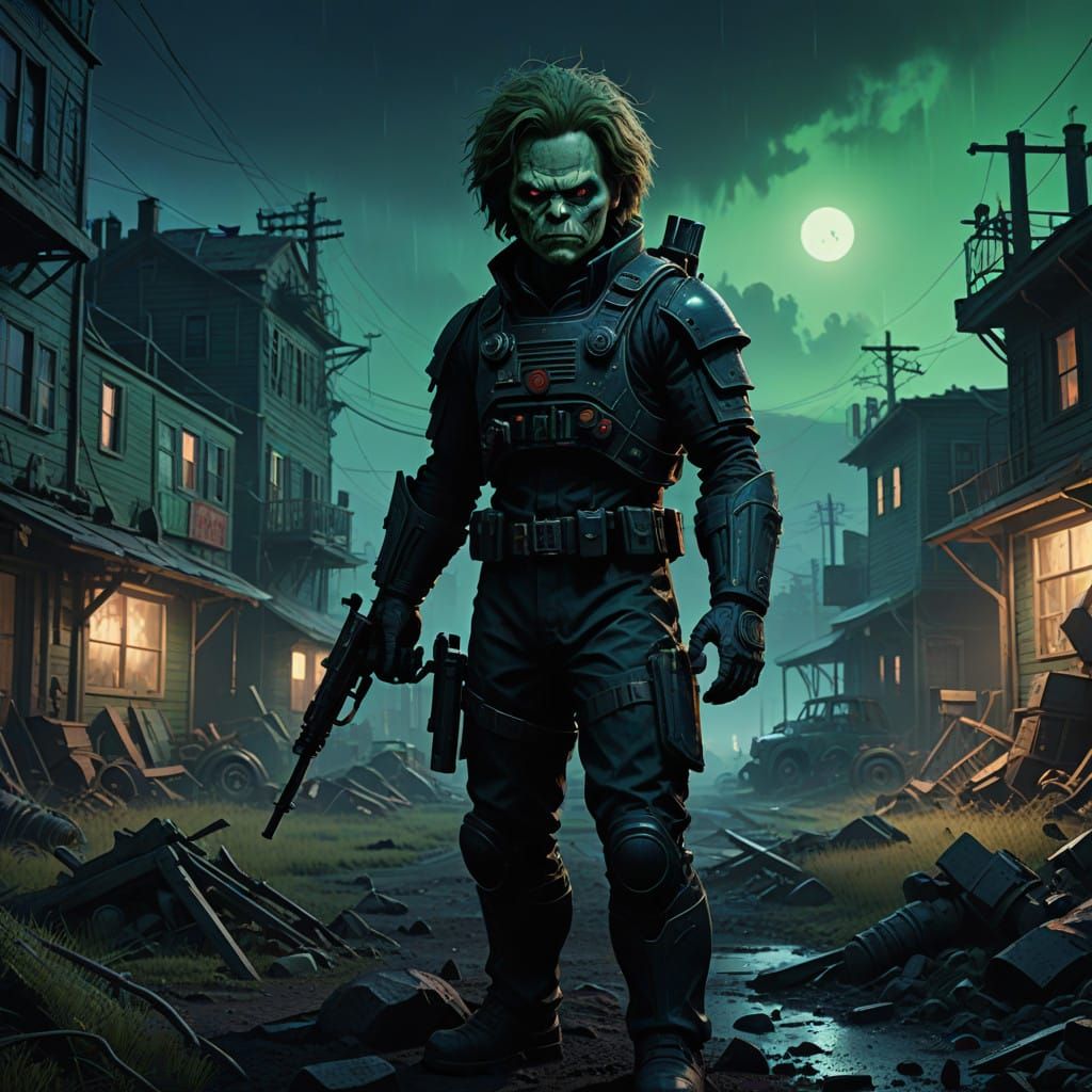 Cyberpunk Horror Entity Emerges from Dark Biomechanical Dept...