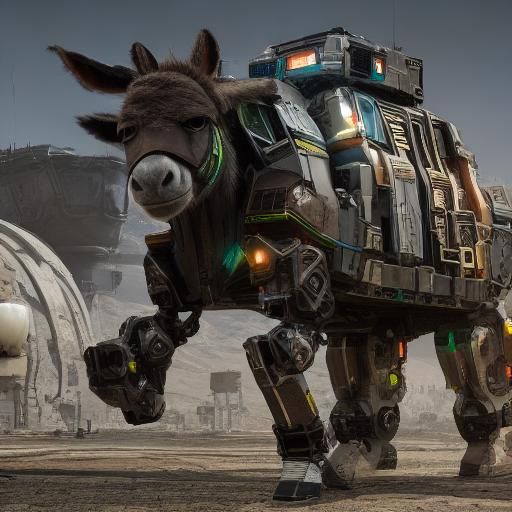 Futuristic Sci-Fi Donkey Robot in 8K