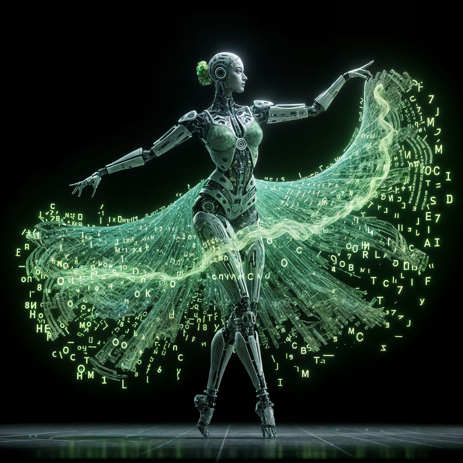 Biomechanical Flamenco Dancer in Cyberpunk Style