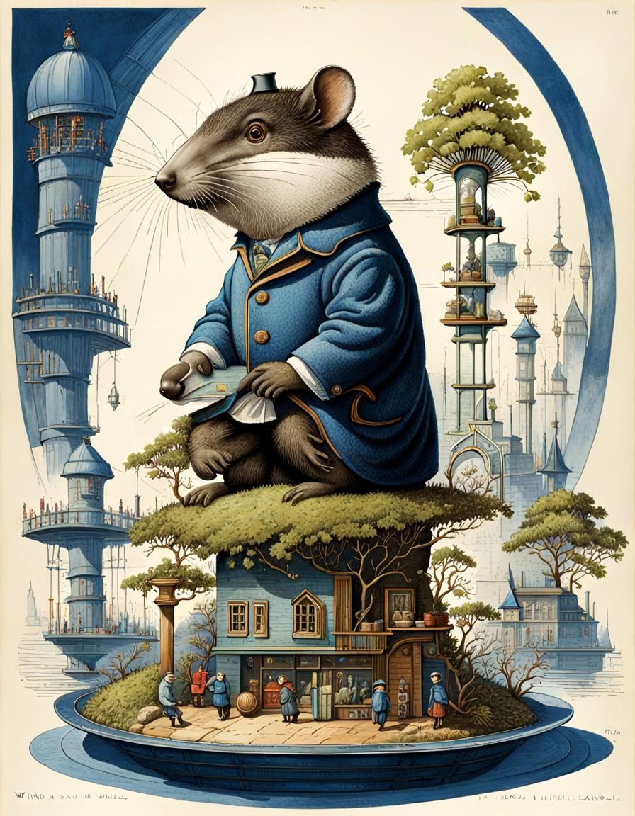 Biomechanical Mole Diagram in Botanical Illustration Style