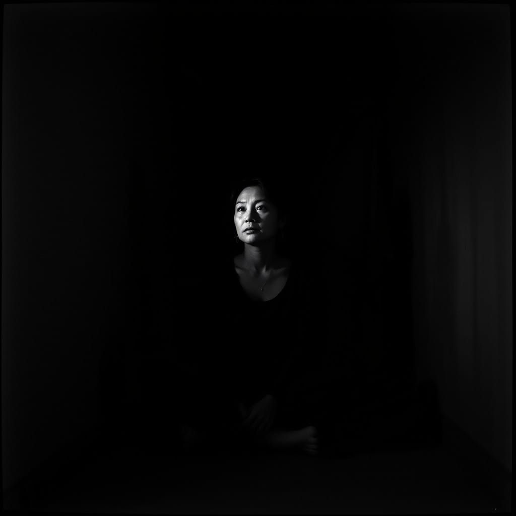 Introspective Woman in Moody Light