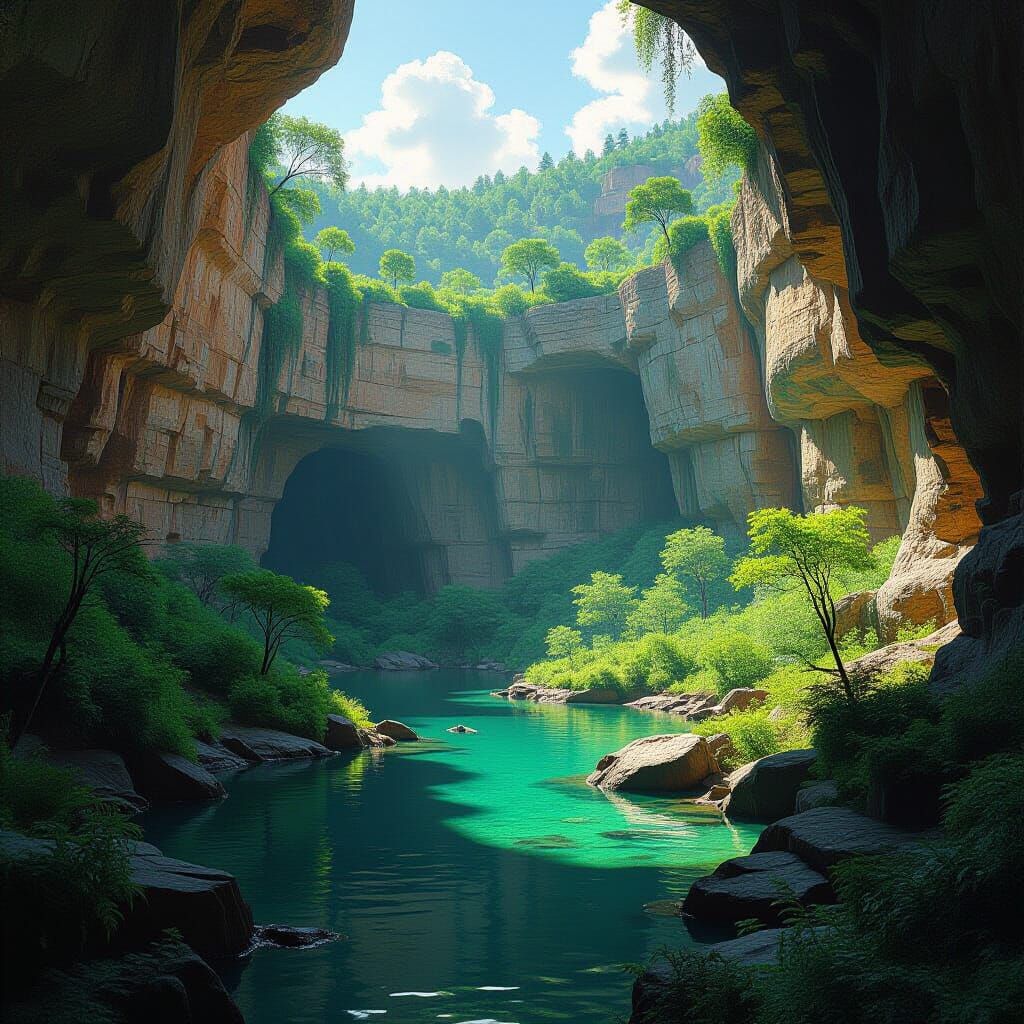 Arizona's Fossil Springs: Caves in Dreamy Digital Art