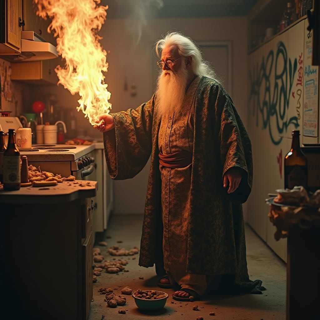 Wizard Casts Fire Spell at Frat Party