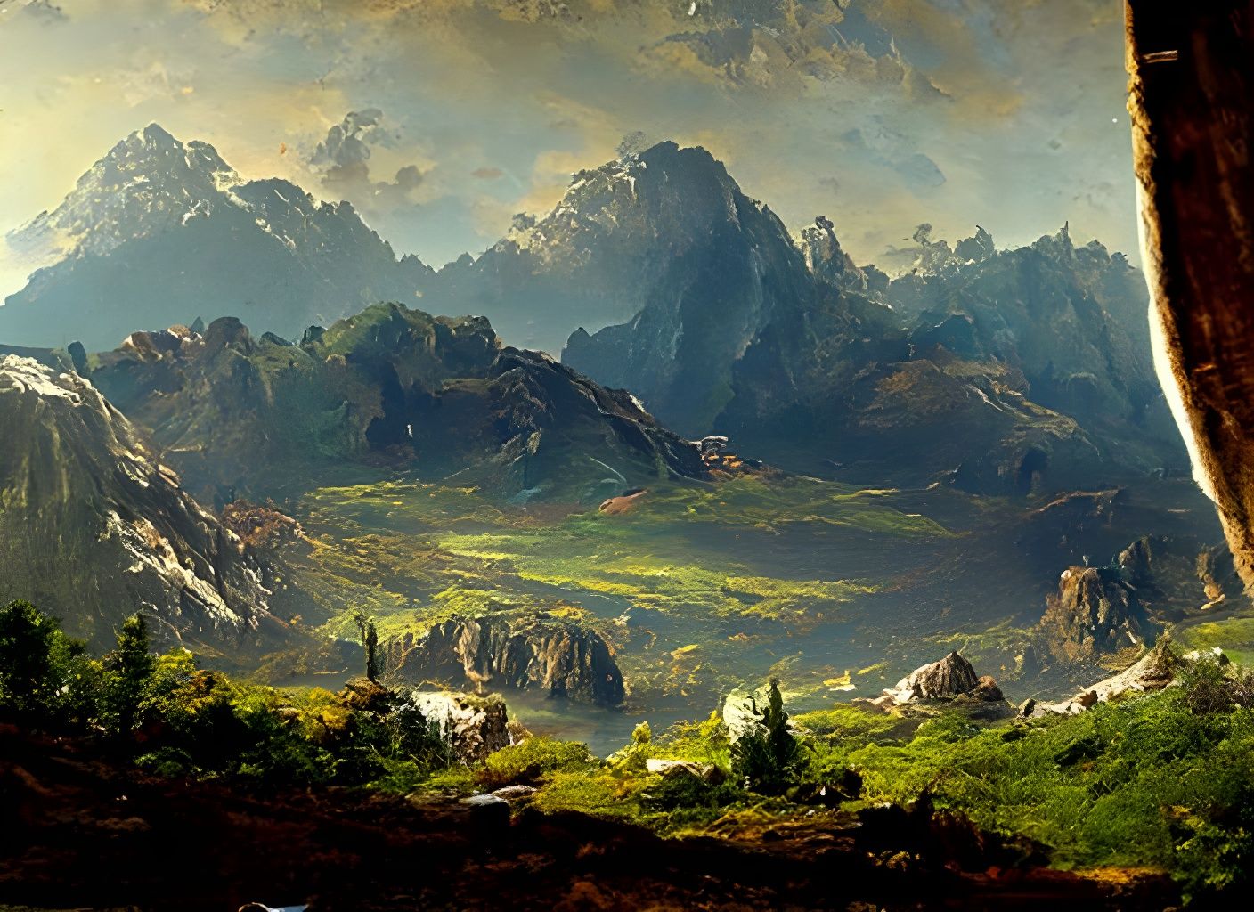 Epic Ancient Valley Landscape in Hyperrealism