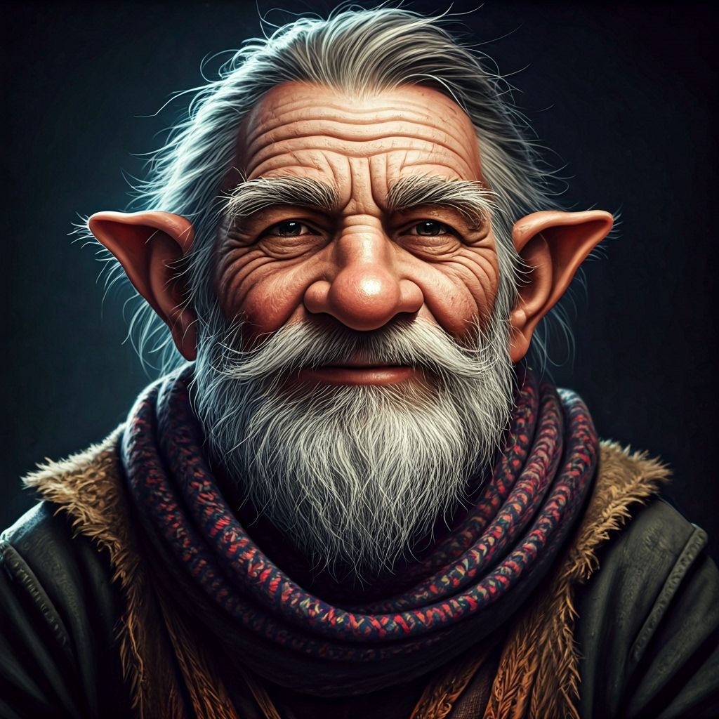 Grizzled Gnome Mendicant With Knit Scarf