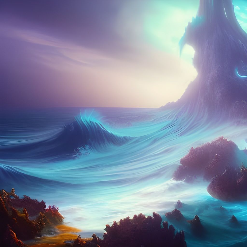 Angelic Ocean: Detailed Fantasy Concept Art