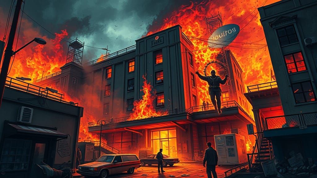 Gothic Hospital Inferno in Vibrant Aetherpunk Style