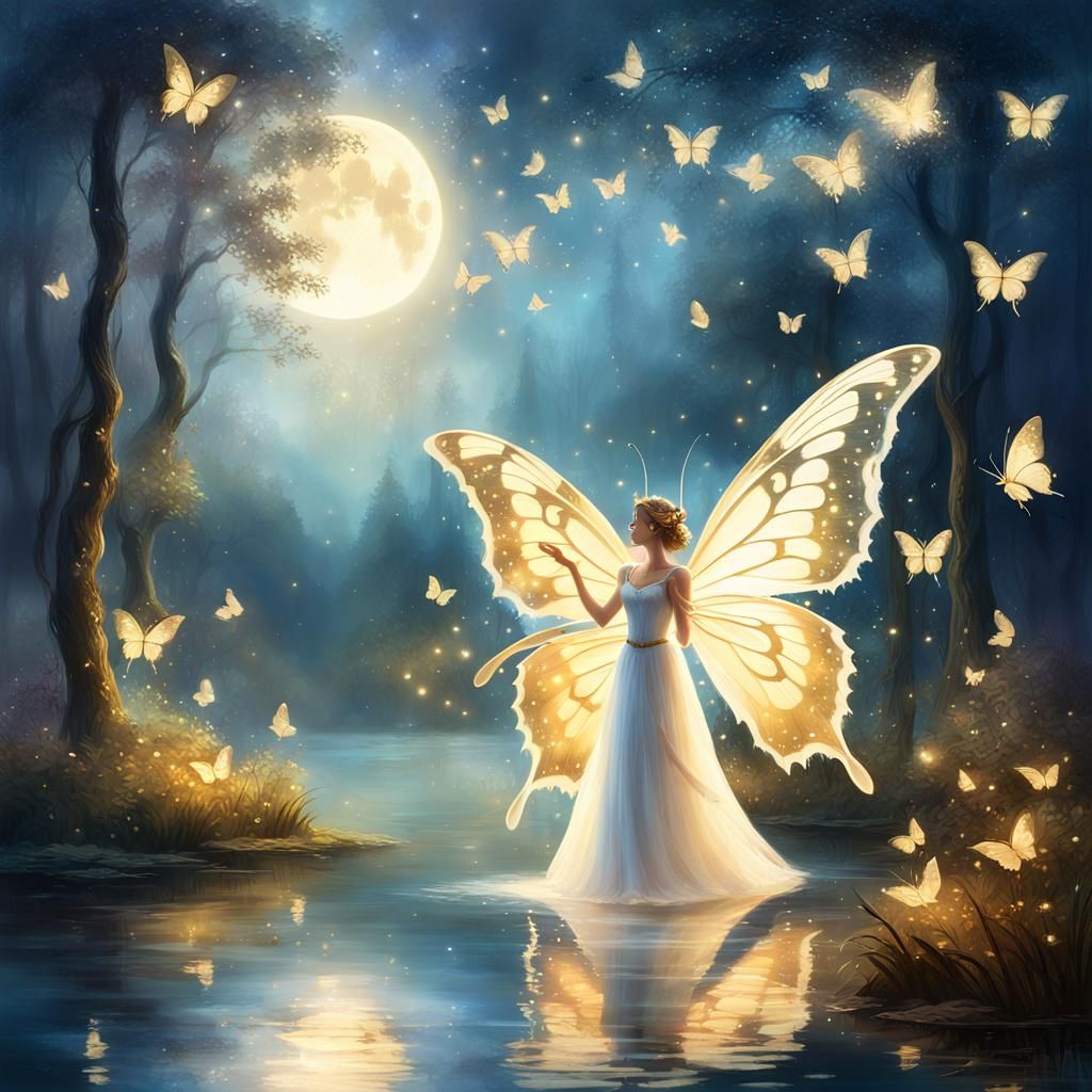 Ethereal Butterfly Fairy in Magical Forest