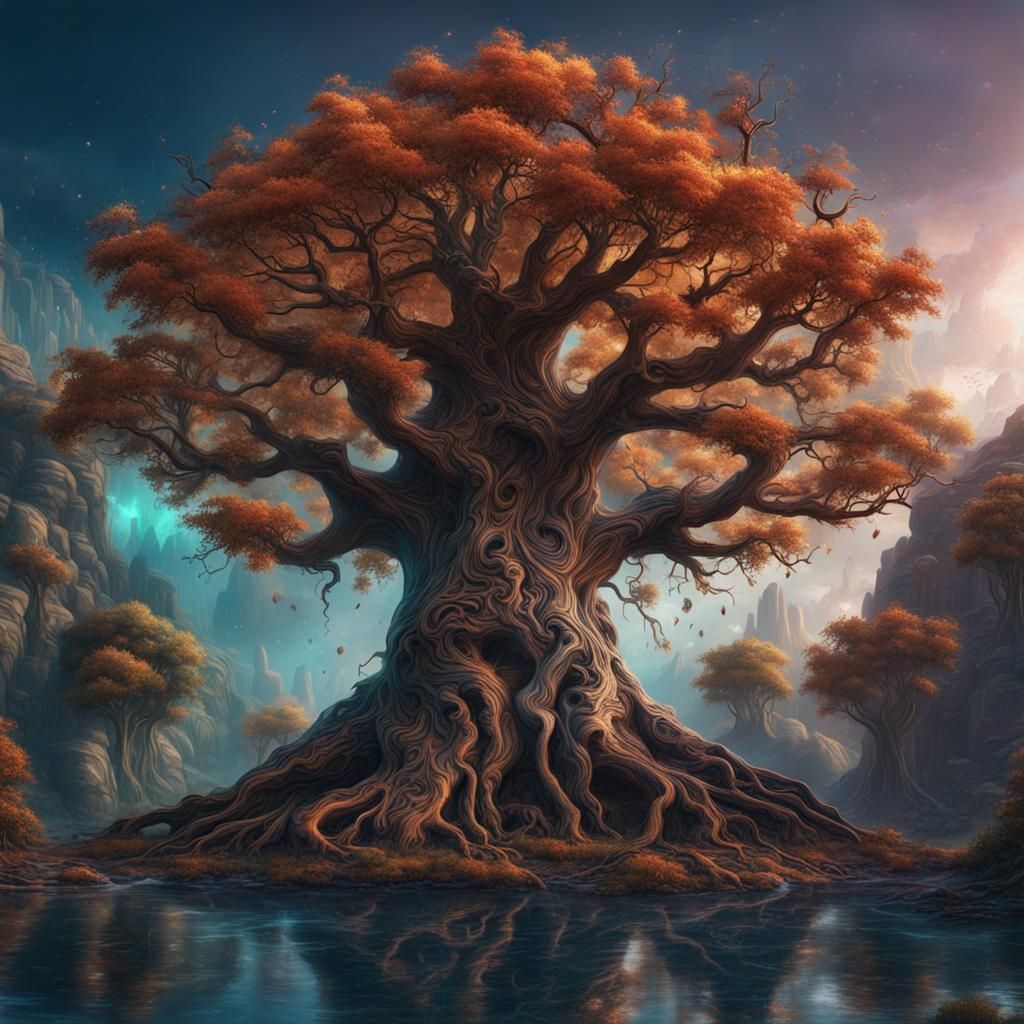 Tree of Life: Detailed Matte Painting in Deep Color