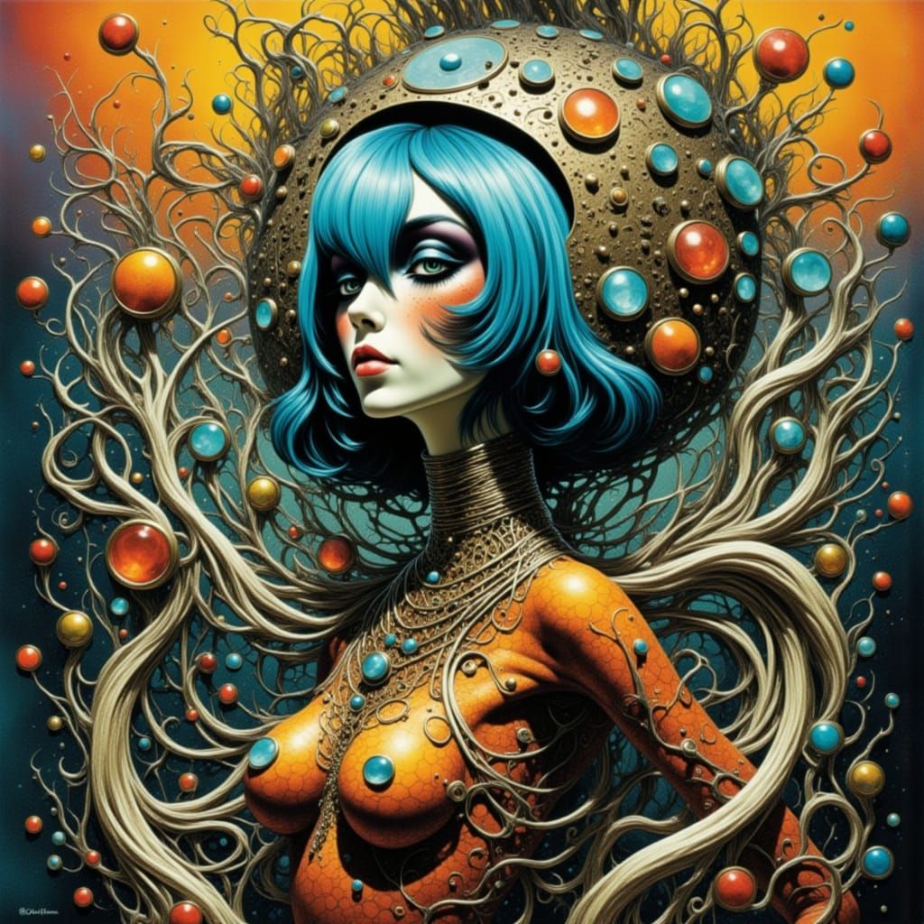 Surrealist Vortex of Fragmented Realities in Feline Folk Sty...