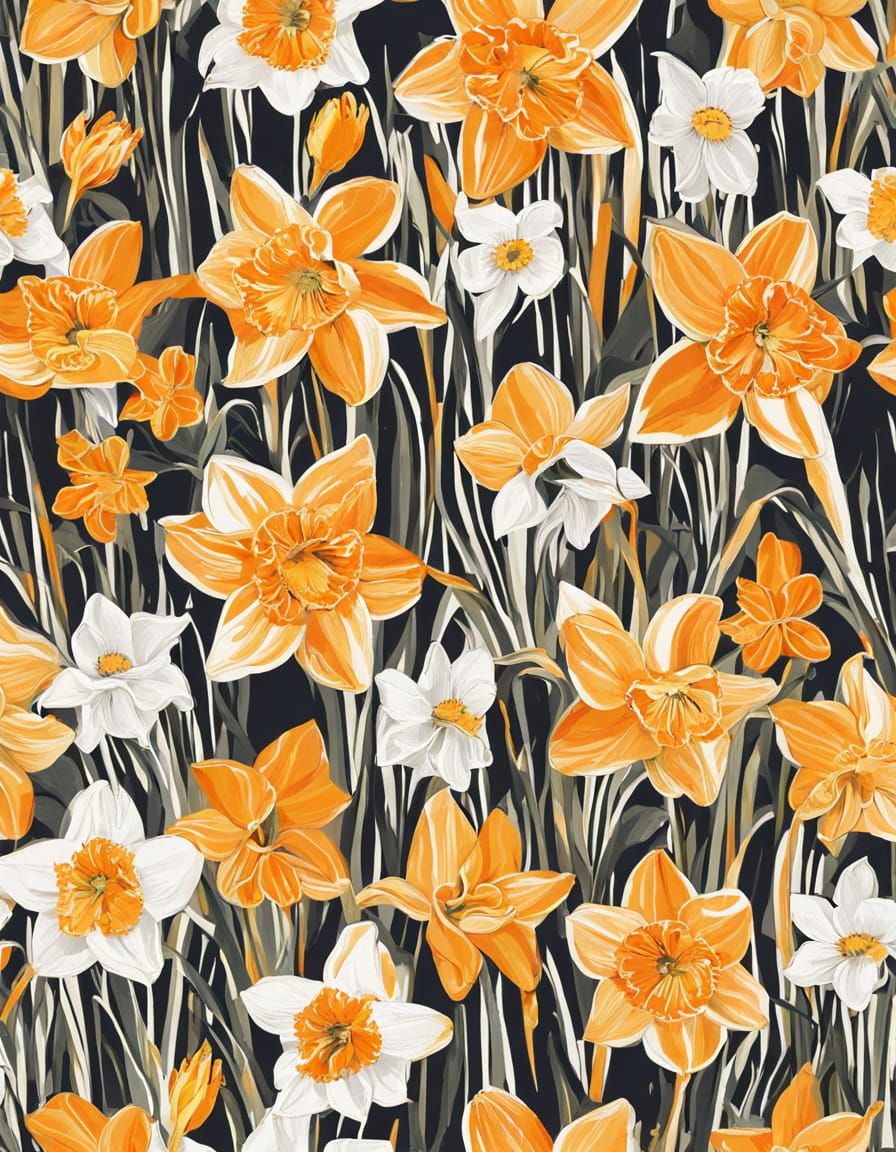 Vibrant Abstract Daffodils in Bold Colors
