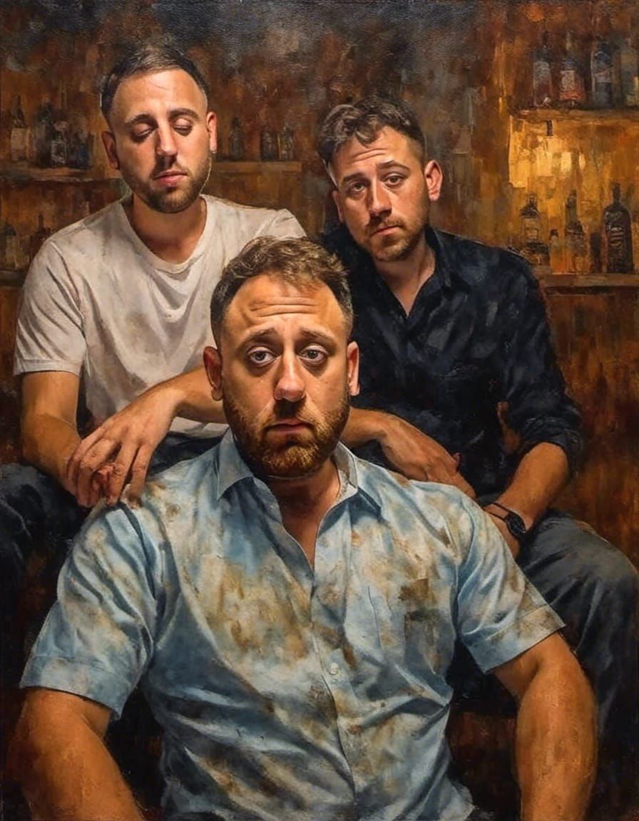 <lora:Jef:1.0>, <lora:Jef:0.9>, and <lora:Jef:1.1> walk into...