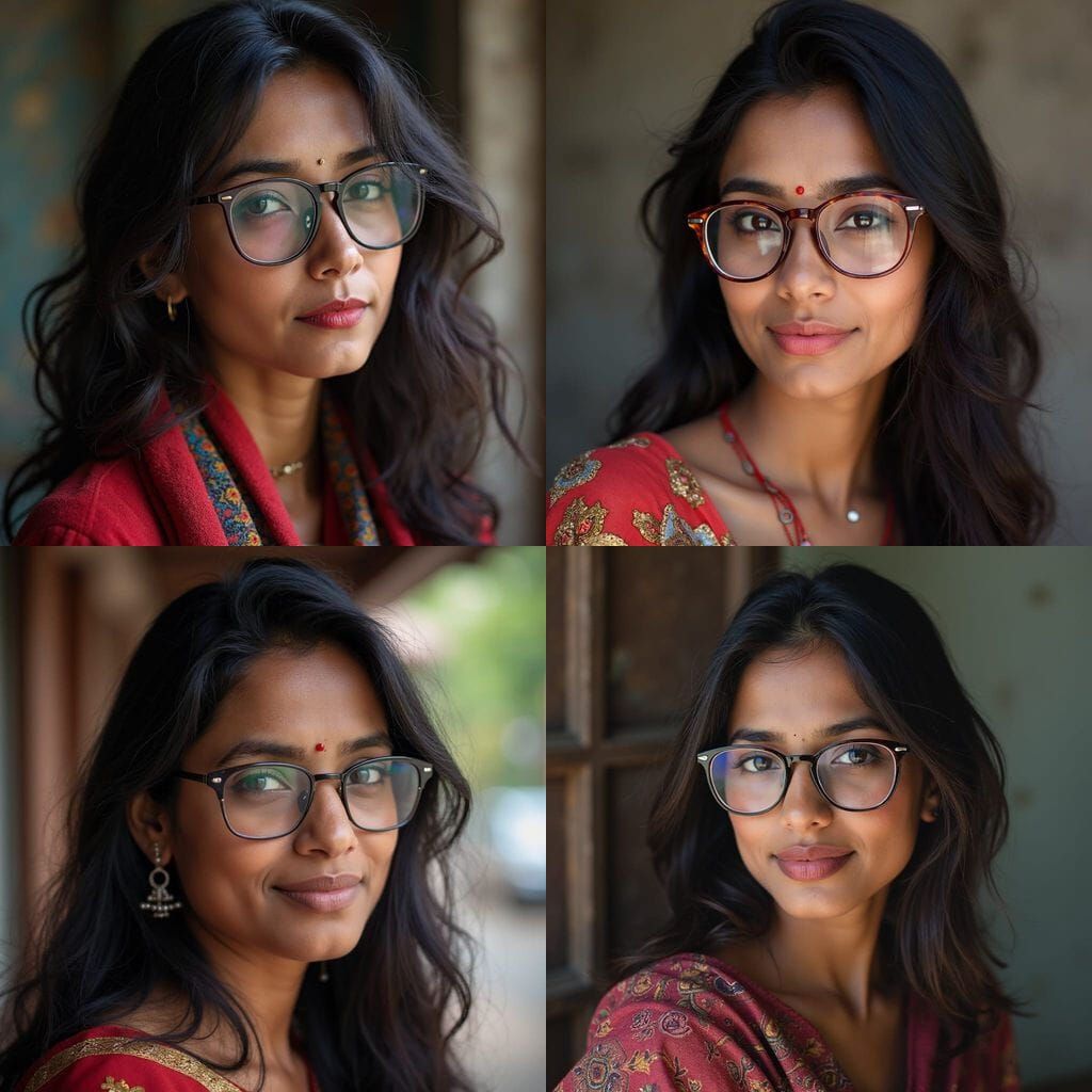 Bangladeshi Woman with Dark Skin Wearing Glasses in a Modern...
