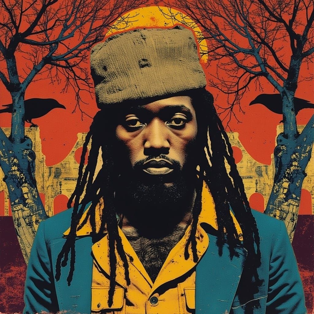 Dramatic Portrait of an African Man in Psychedelic Goth Styl...