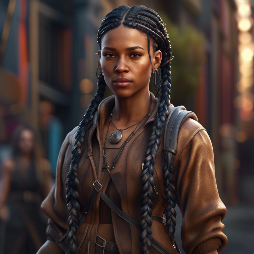 Girl with Braids: Detailed Fantasy Concept Art